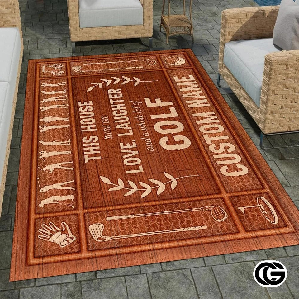 Custom Golf Welcome Mat for Front Door and Entryway - This House Runs on ...