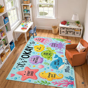 Personalized Teacher Classroom Rug, Custom Back to School Welcome Mat with Name, Kindergarten Preschool Elementary Decor, Composition Notebook Carpet (A11)