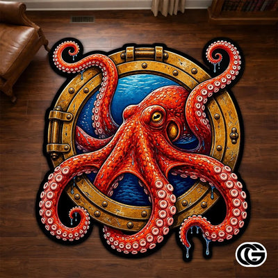 Custom Octopus Welcome Mat with Sea Monster and Name