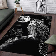 High-contrast full moon and starry night sky pattern viewed from overhead on the owl area rug. - thumbnail image 3 of 8