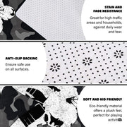 Camo hockey goalie sports floor carpet displayed in cozy living room interior - thumbnail image 6 of 7