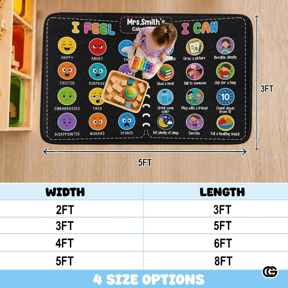 Custom Composition Notebook Rug for Classroom and Kids Room - Feeling #2 / 2' x 3' (Rectangular)