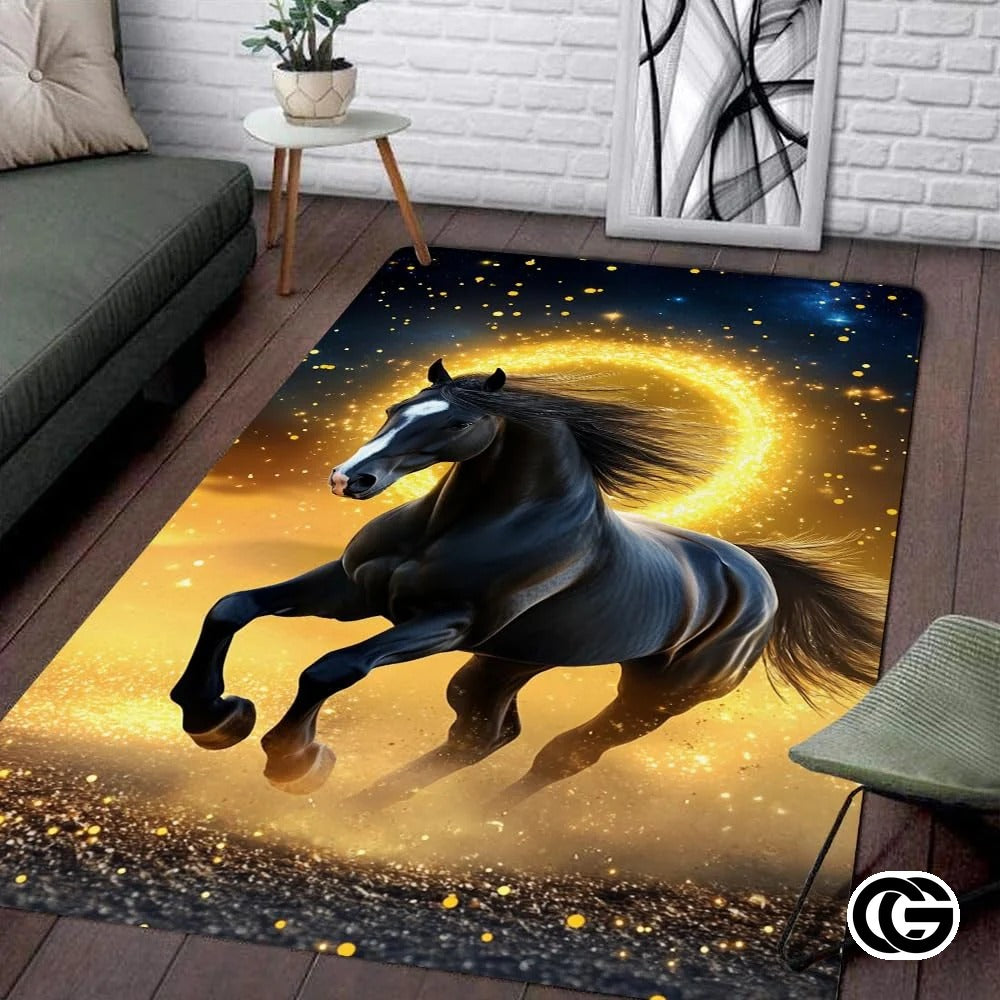 Custom Family Name Doormat with Monogram and House Address - Horse-ds29