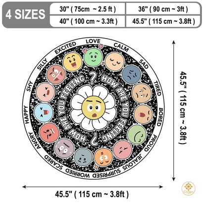 Custom Feelings Wheel Round Doormat for Classroom and Office