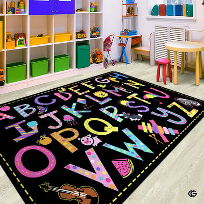 Educational Classroom Rug with Alphabet and Handwriting Samplers - Alphabet Abc / 2' x 3' (Rectangular)