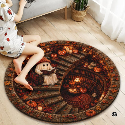 Personalized Halloween 3D Optical Illusion Ghost Round Rug