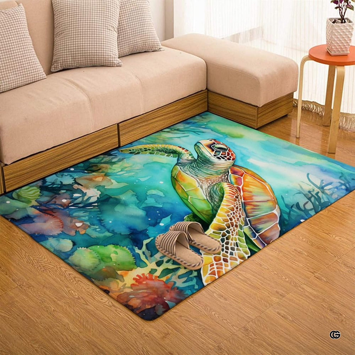 Vivid maritime motif floor accent enhancing interior decor with bright hues inspired by undersea coral gardens. - image 7 of 7