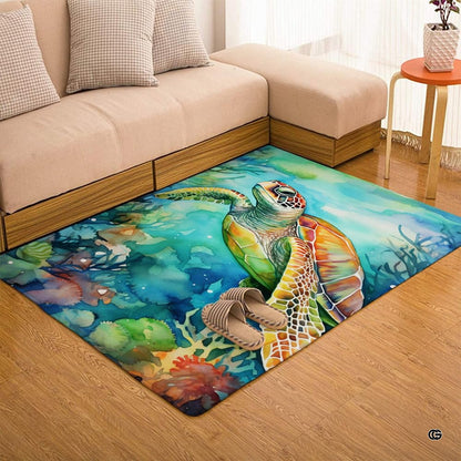 Vivid maritime motif floor accent enhancing interior decor with bright hues inspired by undersea coral gardens. - thumbnail image 7 of 7