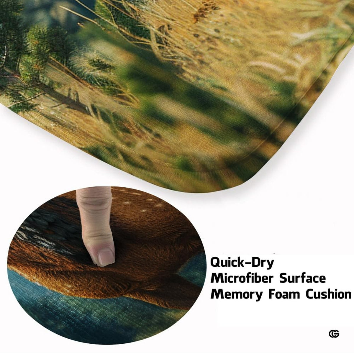 Soft low-pile microfiber surface texture on bull elk wildlife mountain area rug