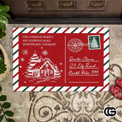 Personalized Christmas Doormat with Custom Family Name and Text