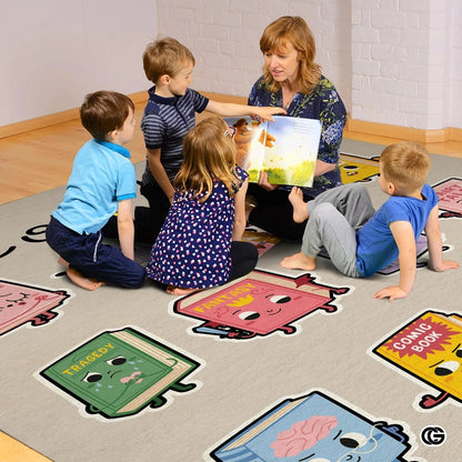 Personalized Cool Kids Read Book Rug for Classroom and Library