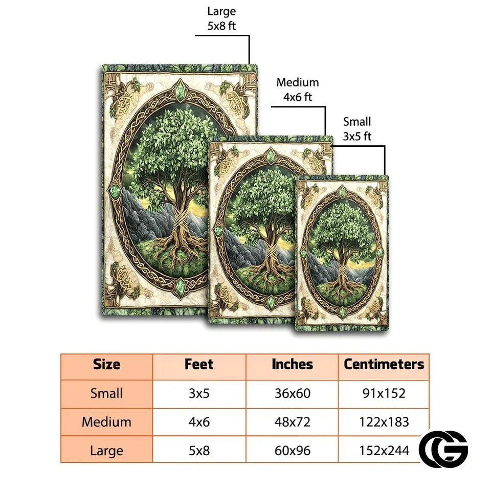 Custom Tree of Life Welcome Mat with Celtic Design and Non-Slip Backing - Tree-ds17