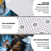 Tribal animal rug with dramatic eagle and lightning artwork styled in a spacious living room. - thumbnail image 4 of 7