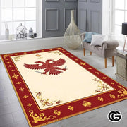 Custom Orthodox Christian Area Rug with Three Bar Cross and Byzantine Eagle - D3