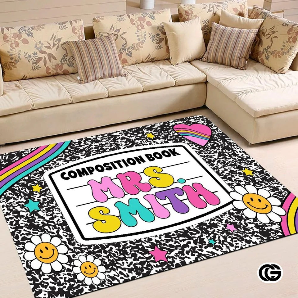 Custom Notebook Welcome Mat for Classroom and Bedroom - Composition #4 / 2' x 3' (Rectangular)