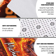 Game room decor showing flaming baseball design on a bold sports area rug. - thumbnail image 4 of 7