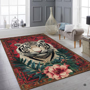 Bright interior decor setup featuring the Persian floral white tiger carpet - thumbnail image 6 of 8