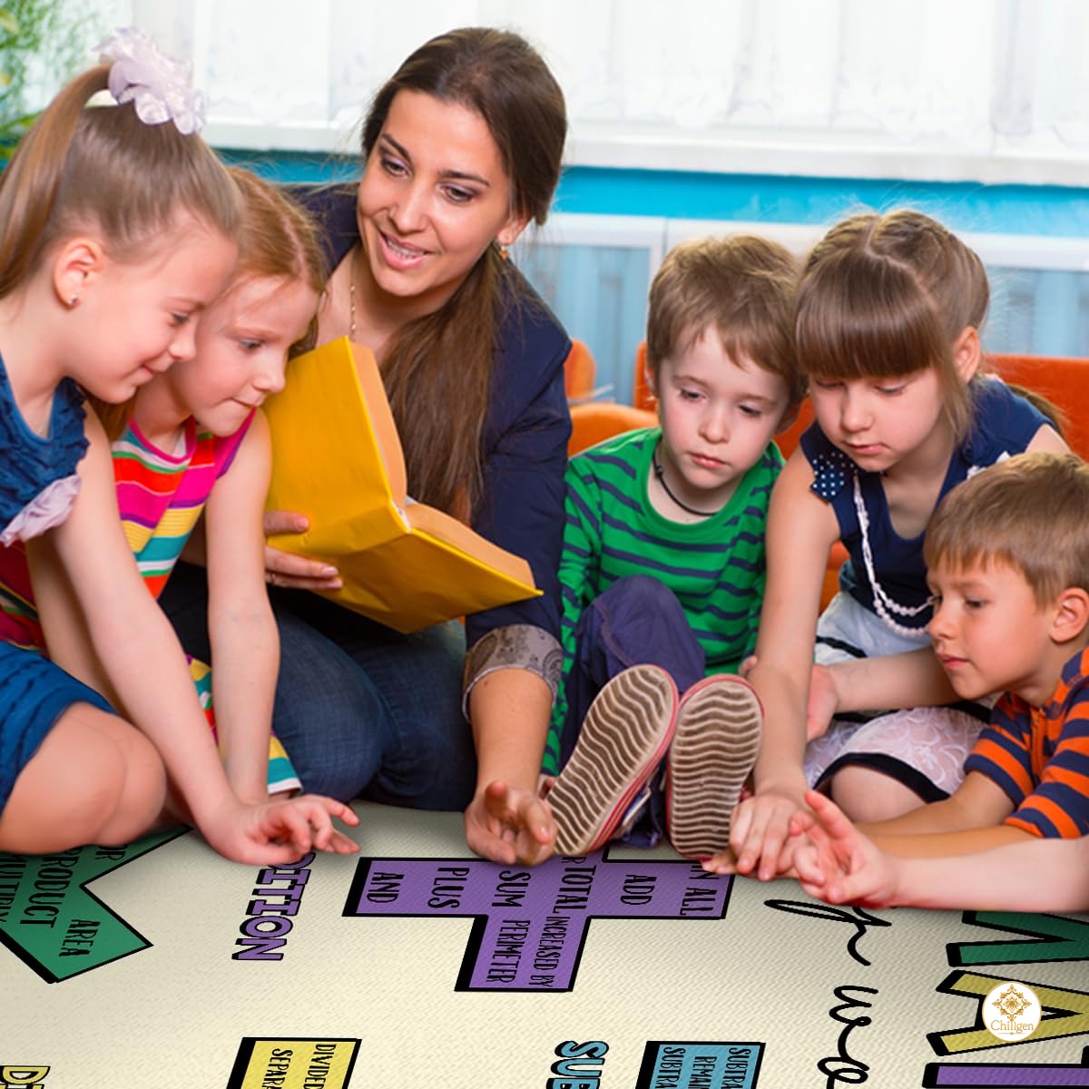Custom Math Education Rug for Playroom and Classroom - Math D4 / 3' x 5' (Rectangular)