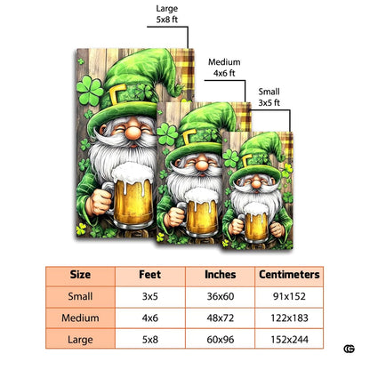 Dimensions and sizing chart for jolly Irish leprechaun beer mug area rug - thumbnail image 2 of 8