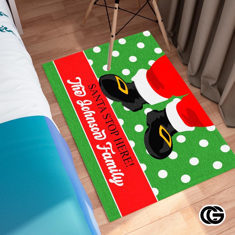 Personalized Christmas Doormat with Custom Family Name