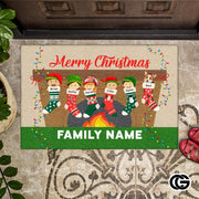 Personalized Christmas Doormat with Custom Family Name
