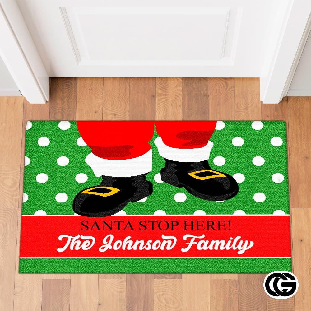 Personalized Christmas Doormat with Custom Family Name