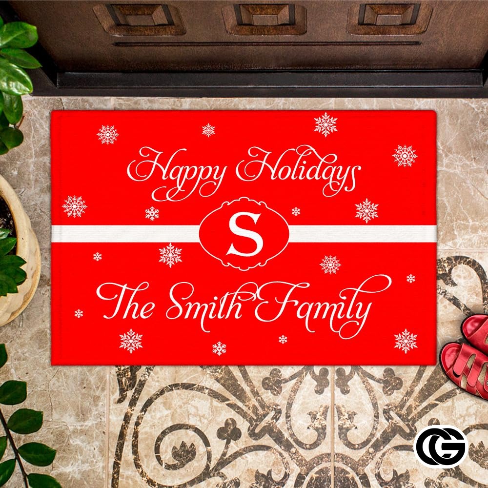 Personalized Christmas Doormat with Family Name and Address