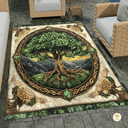 Custom Tree of Life Welcome Mat with Celtic Design and Non-Slip Backing - Tree-ds17