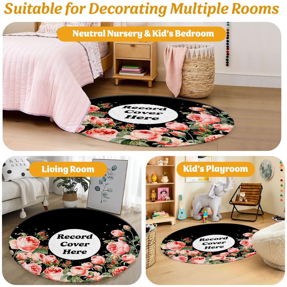 Personalized Vinyl Record Rug with Photo and Song Name