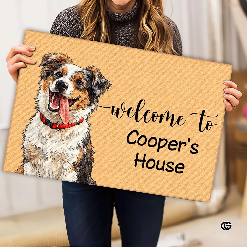Personalized Pet Dog Welcome Door Mat with Photo and Name (A01)