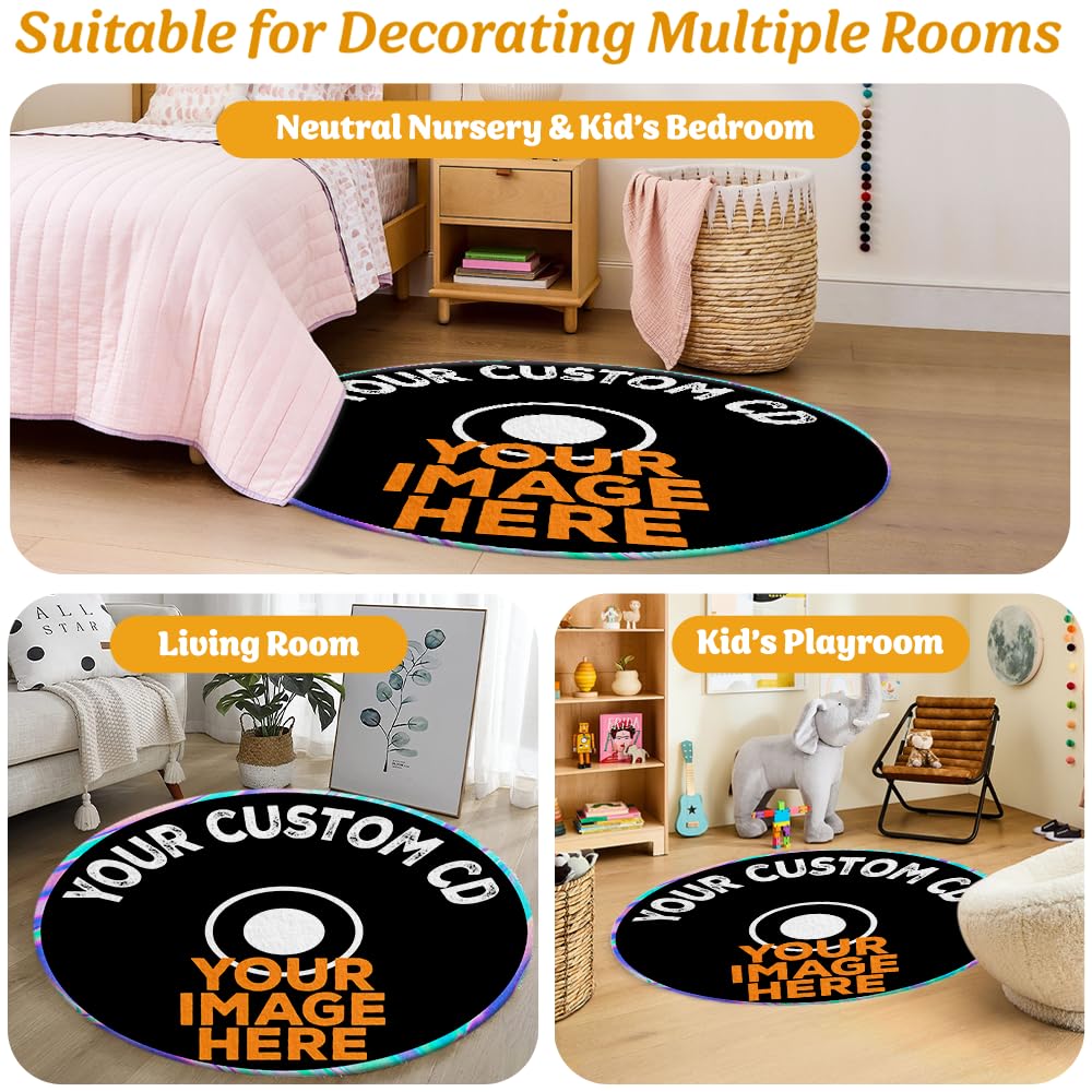 Personalized Vinyl Record Rug with Photo and Song Name