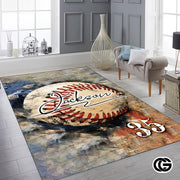 Custom Baseball Area Rug with Vintage Pattern and Non Slip Backing