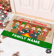 Personalized Christmas Doormat with Custom Family Name
