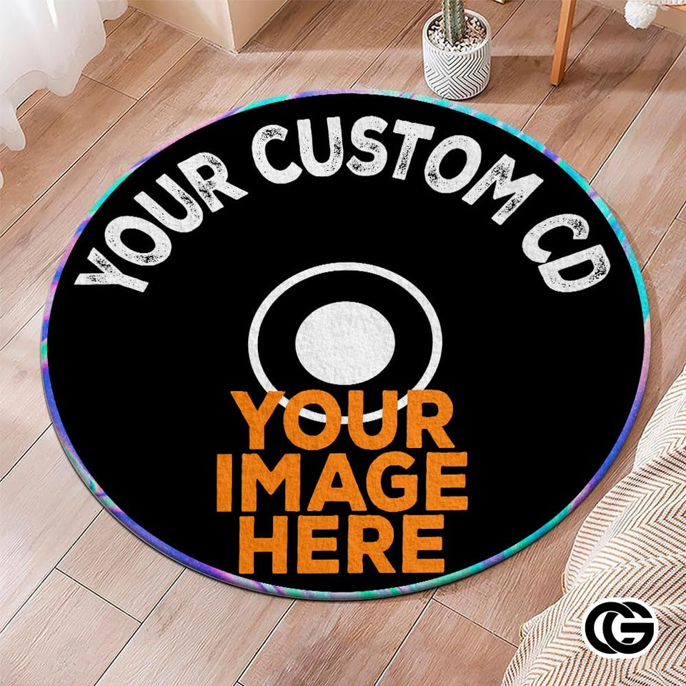 Personalized Vinyl Record Rug with Photo and Song Name
