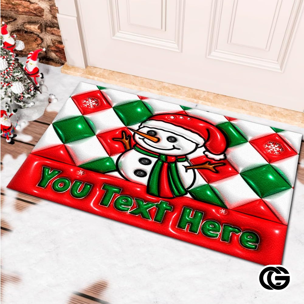 Personalized Christmas Doormat with Custom Family Name