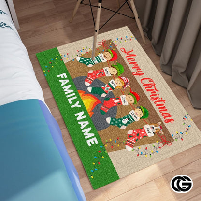 Personalized Christmas Doormat with Custom Family Name