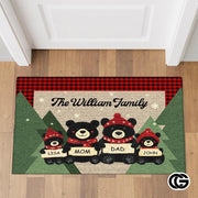 Personalized Christmas Doormat with Black Bear Family