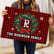 Personalized Christmas Doormat with Custom Family Name