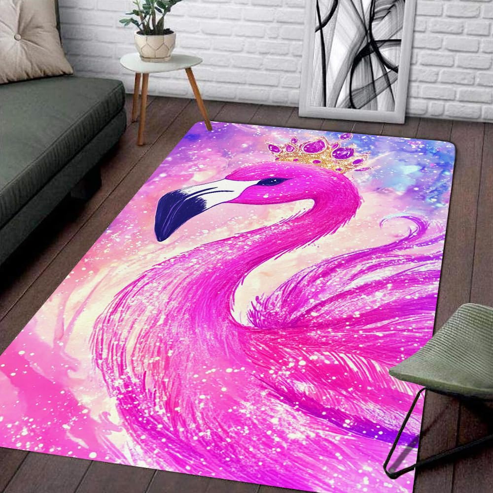 Custom Flamingo Doormat with Pink Bird and Floral Detail