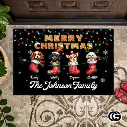 Personalized Christmas Doormat with Custom Family Name