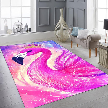 Custom Flamingo Doormat with Pink Bird and Floral Detail