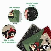 Personalized Christmas Doormat with Black Bear Family