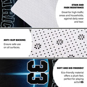Cyber neon basketball sports floor carpet displayed in cozy living room interior - thumbnail image 6 of 7