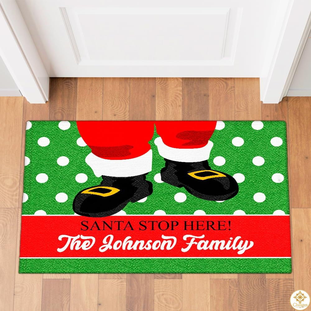 Personalized Christmas Doormat with Family Name and Custom Text
