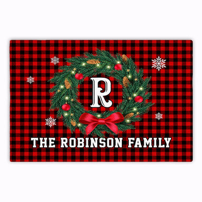 Personalized Christmas Doormat with Custom Family Name