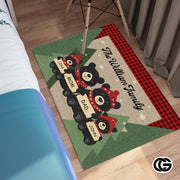 Personalized Christmas Doormat with Black Bear Family