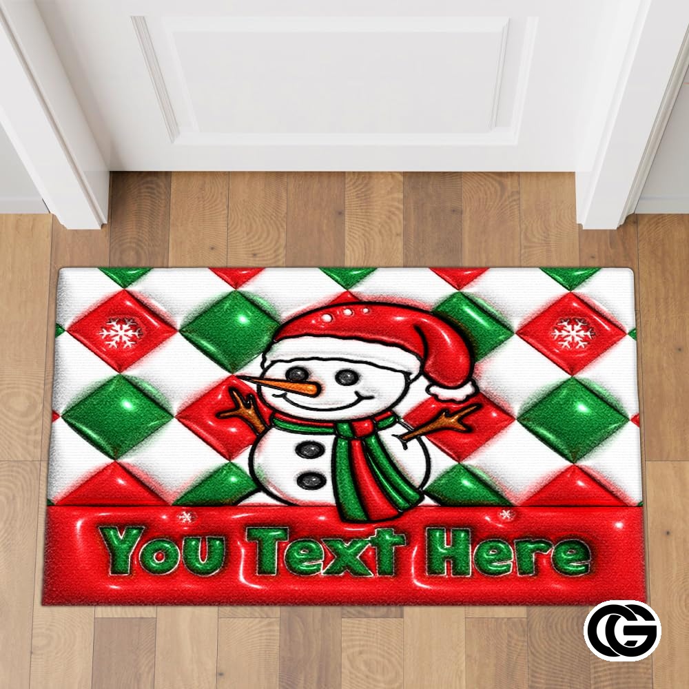 Personalized Christmas Doormat with Custom Family Name