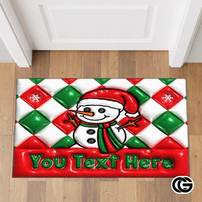 Personalized Christmas Doormat with Custom Family Name