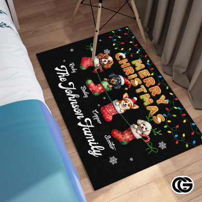 Personalized Christmas Doormat with Custom Family Name