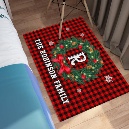 Personalized Christmas Doormat with Custom Family Name